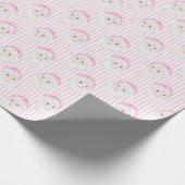 ヴィンテージ名門私立校風のピンクサンタハットピンクストライプ ラッピングペーパー (角)
