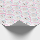 ヴィンテージ名門私立校風のピンクサンタハットピンク水玉模様 ラッピングペーパー (角)