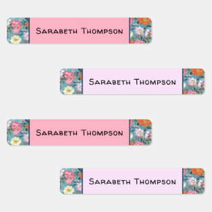 ヴィンテージ名門私立校風のフローラモノグラム名 ラベル