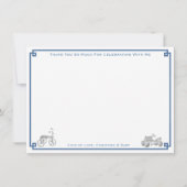 ヴィンテージ名門私立校風の玩具少年ベビーシャワーパーティー サンキューカード (正面)