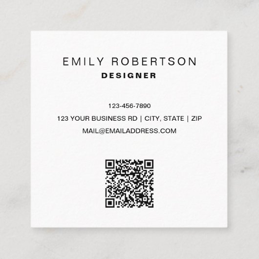 ヴィンテージ名門私立校風の花 | ピンクオレンジ白 スクエア名刺 (裏面)