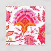 ヴィンテージ名門私立校風の花 | ピンクオレンジ白 スクエア名刺 (正面)