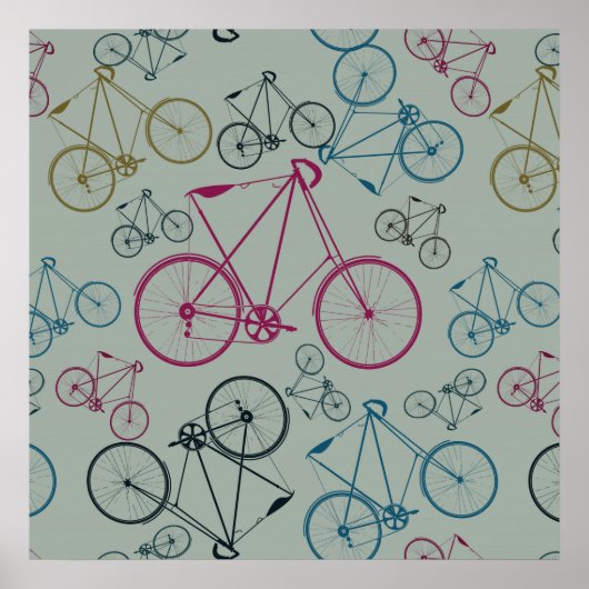 ヴィンテージ向け自転車パターンギフト ポスター (正面)