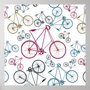 ヴィンテージ向け自転車パターンギフト ポスター
