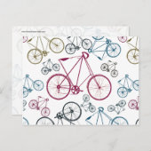 ヴィンテージ向け自転車パターンギフト ポストカード (正面/裏面)