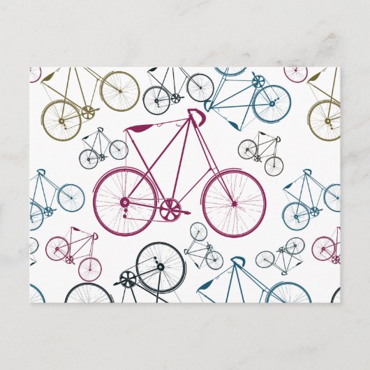 ヴィンテージ向け自転車パターンギフト ポストカード (正面)