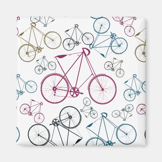 ヴィンテージ向け自転車パターンギフト マグネット (正面)