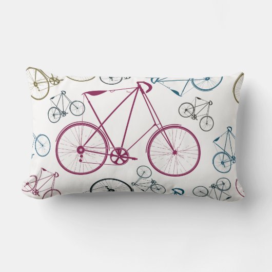 ヴィンテージ向け自転車パターンギフト ランバークッション (正面)