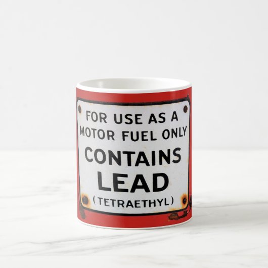 ヴィンテージ含有鉛(テトラエチル)ガスポンプサイン コーヒーマグカップ (中央)