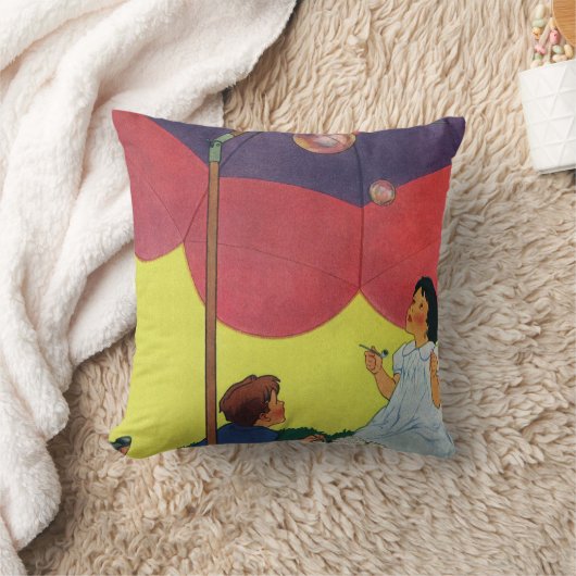 ヴィンテージ吹が傘の下で泡を吹く クッション (ブランケット)