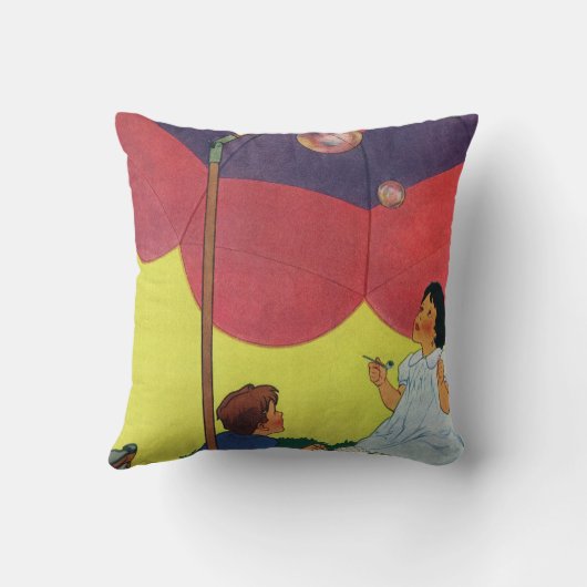 ヴィンテージ吹が傘の下で泡を吹く クッション (裏面)