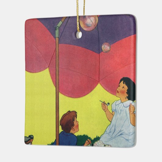 ヴィンテージ吹が傘の下で泡を吹く セラミックオーナメント (左)