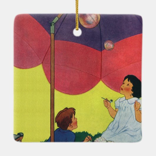 ヴィンテージ吹が傘の下で泡を吹く セラミックオーナメント (裏面)