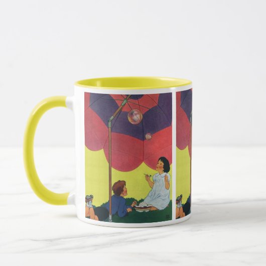 ヴィンテージ吹が傘の下で泡を吹く マグカップ (左)