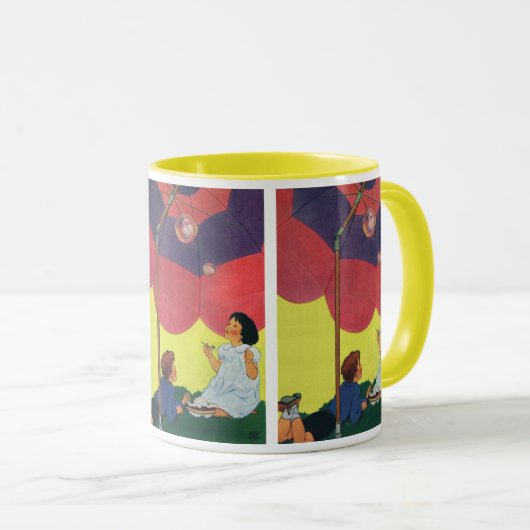 ヴィンテージ吹が傘の下で泡を吹く マグカップ (正面右)