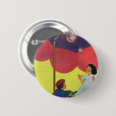 ヴィンテージ吹が傘の下で泡を吹く 缶バッジ (正面&裏面)