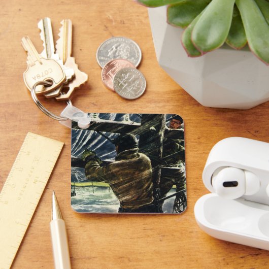 ヴィンテージ吹雪に従事する電気工事士 キーホルダー (デスク)