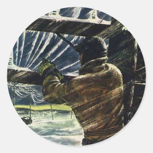 ヴィンテージ吹雪に従事する電気工事士 ラウンドシール (正面)