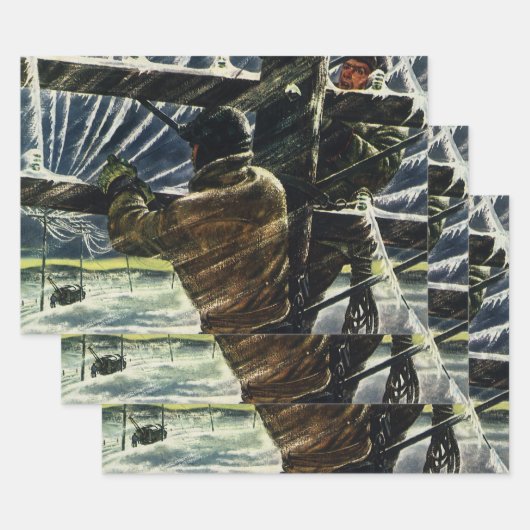 ヴィンテージ吹雪に従事する電気工事士 ラッピングペーパーシート (セット)