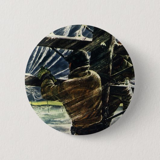 ヴィンテージ吹雪に従事する電気工事士 缶バッジ (正面)