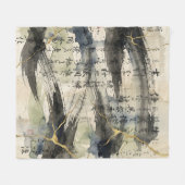 ヴィンテージ和風書道アート (1) フリースブランケット (正面(横))