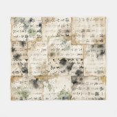 ヴィンテージ和風書道アート (2) フリースブランケット (正面(横))