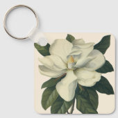 ヴィンテージ咲き白いホグノリアの花 キーホルダー (正面)
