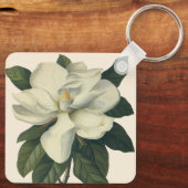 ヴィンテージ咲き白いホグノリアの花 キーホルダー (裏面)