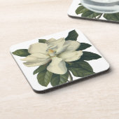 ヴィンテージ咲き白いホグノリアの花 コースター (左側)