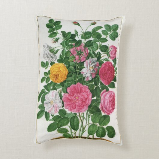 ヴィンテージ咲く花、春ガーデンバラ アクセントクッション (裏面(縦))