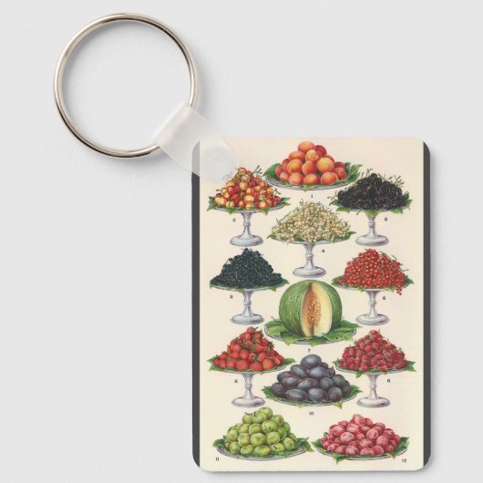 ヴィンテージ品揃えフルーツのトレイへのケータリング キーホルダー (正面)