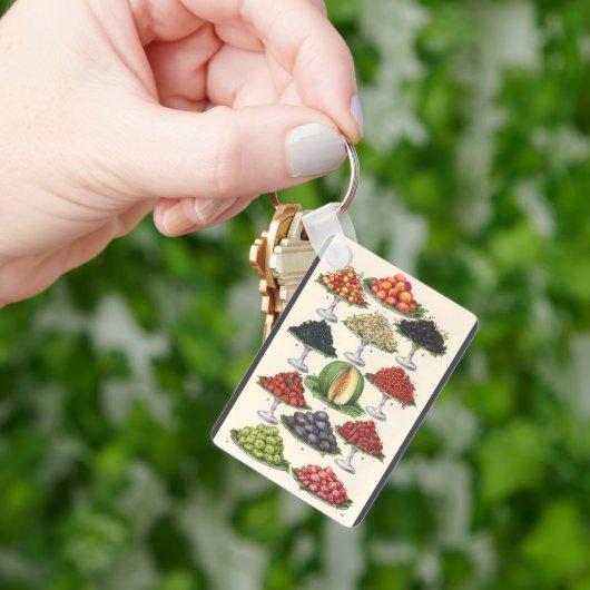 ヴィンテージ品揃えフルーツのトレイへのケータリング キーホルダー (手)