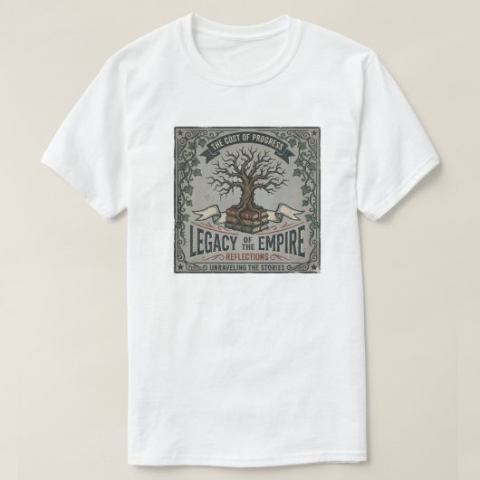 ヴィンテージ哲学的グラフィックTシャツ:"帝国の遺産" Tシャツ (デザイン正面)