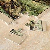 ヴィンテージ哺乳類の動物の旧イラストレーションアート ジグソーパズル (側面)