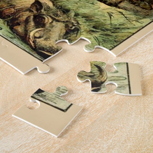 ヴィンテージ哺乳類の動物の旧イラストレーションアート ジグソーパズル (側面)