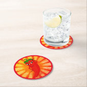 ヴィンテージ唐辛子スーパースター ラウンドペーパーコースター (インサイチュ)