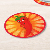 ヴィンテージ唐辛子スーパースター ラウンドペーパーコースター (アングル)