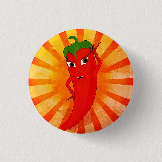 ヴィンテージ唐辛子スーパースター 缶バッジ (正面)