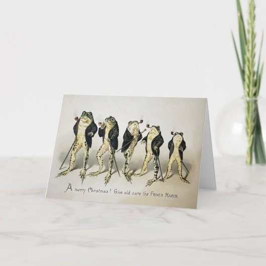 ヴィンテージ喫煙カエルのクリスマスカード シーズンカード (正面)