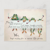 ヴィンテージ喫煙フロッグスクリスマスポストカード ポストカード (正面)