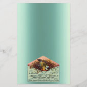 ヴィンテージ営巣鳥ティール（緑がかった色）ピーチブラウン 便箋 (正面)