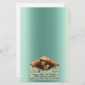 ヴィンテージ営巣鳥ティール（緑がかった色）ピーチブラウン 便箋 (正面/裏面)