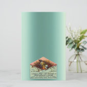 ヴィンテージ営巣鳥ティール（緑がかった色）ピーチブラウン 便箋 (スタンド正面)