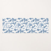 ヴィンテージ噴水と木トイルとモノグラムブルー ヨガマット (正面(横))