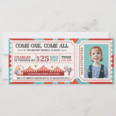 ヴィンテージ回路カーニバルチケットフォト誕生日 招待状 (正面)