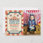ヴィンテージ回路カーニバルパーティー誕生日写真 招待状 (正面)