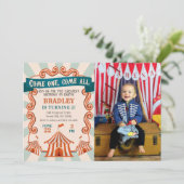 ヴィンテージ回路カーニバル誕生日フォト招待状 招待状 (スタンド正面)