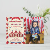 ヴィンテージ回路カーニバル誕生日写真 招待状 (スタンド正面)