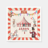 ヴィンテージ回路カーニバル誕生日紙ナプキン スタンダードカクテルナプキン (正面)
