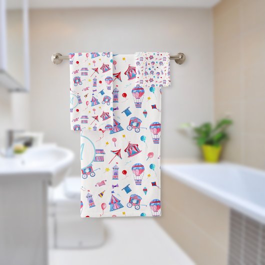 ヴィンテージ回路パターン |ターコイズ青 バスタオルセット